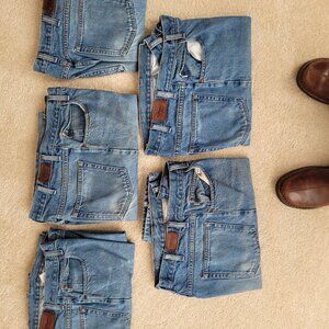 Five pairs LL Bean men's jeans